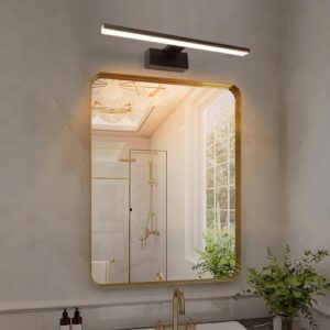 Aigostar LED-lampa, spegel, badrum, 40 cm - 8 W, 560 LM, varmvit, 4 000K, IP44, svart badrumsvägglampa, 230 V (kosmetisk belysning/dekoration)