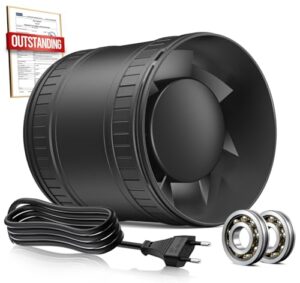 BUMSOU 100 mm luftdragare, kompakt ledarfläkt med överhettningsskydd, 32dB 130 m³/h luftare tyst extraktor, VMC badrum källare garage tält 5 års garanti