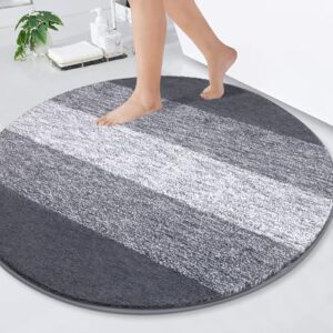 Rund badrumsmatta 120 cm – Bekväm och stilren Enyhom Rund badmatta, 120 cm, halkfri badrumsmatta, maskintvättbar, badrumsgolvmatta för badkar, dusch, badrum, entré, grå