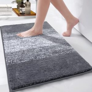 Stor badrumsmatta för svenskt hem Enyhom Stor badmatta, 80 x 120 cm, halkfri maskintvättbar badrumsmatta i mikrofiber, absorberande mjuk badmatta för badrumsgolv, grå