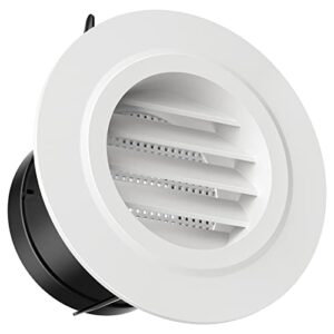 Hon&Guan Ø 75 mm Rund Ventilationsgaller för väggtak, 75 mm Utdragarventilationsgaller med Insektsskydd Vitt, Frånluftsgaller för Vägg, Badrum, Garage, Kök, Yttvägg, Rum, Kontor, Tak