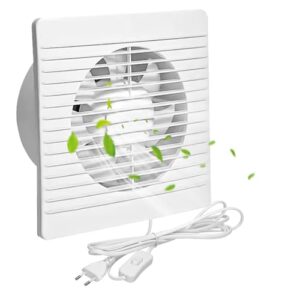 Nizirioo 1 st 100 mm badrumsfläkt: 4 tums väggmonterad ventilationsfläkt med strömbrytare, ljudlös drift, badrumsfläkt för kök, bad, loftfönster och källare (vit)